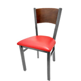 plain wood back chair with clear coat frame