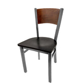 plain wood back chair with clear coat frame