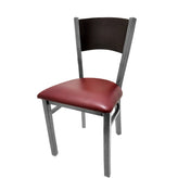 plain wood back chair with clear coat frame