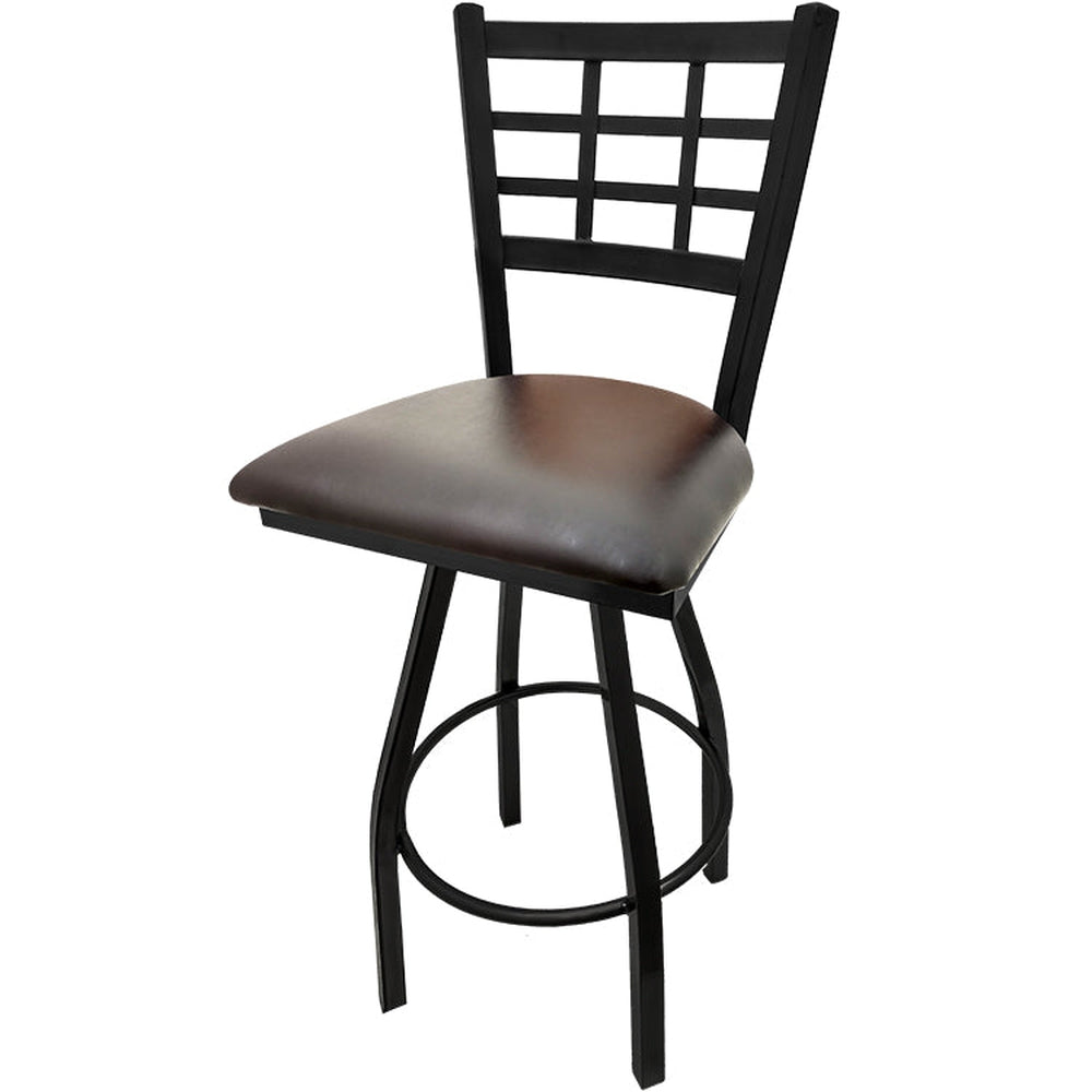 os windowpane barstool with black swivel frame