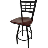 os windowpane barstool with black swivel frame