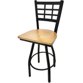 os windowpane barstool with black swivel frame