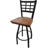 os windowpane barstool with black swivel frame