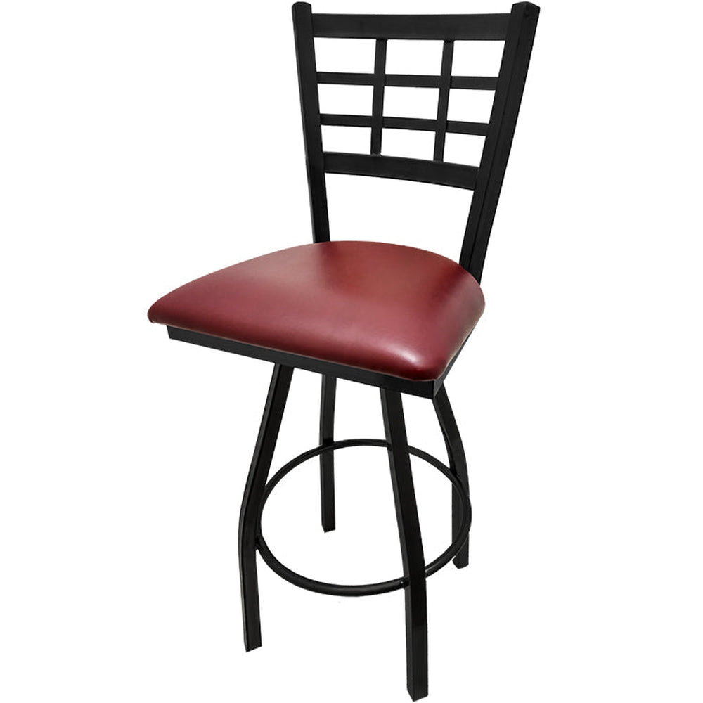 os windowpane barstool with black swivel frame