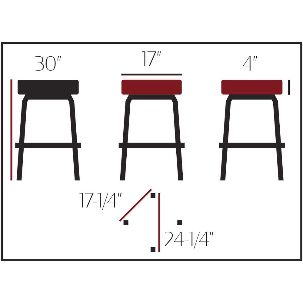 os xl button top barstool with gloss black swivel frame