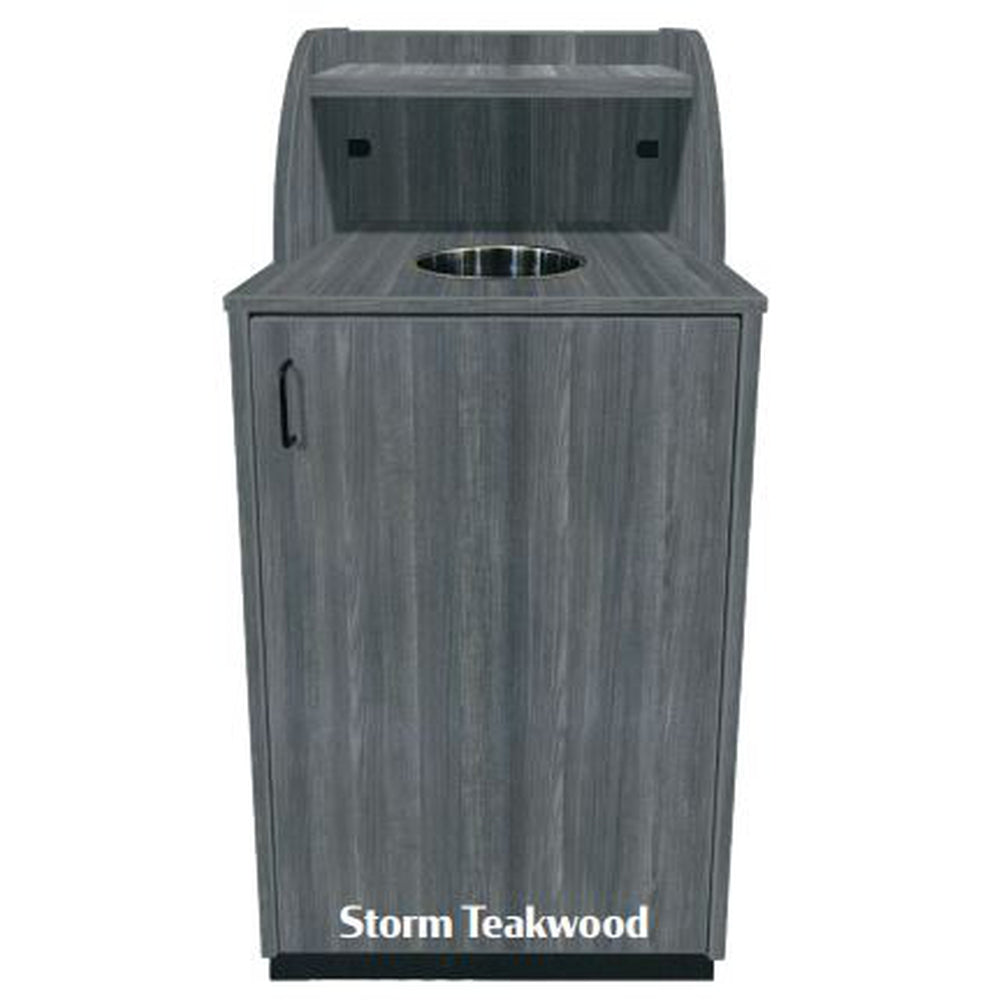 Trash Receptacles with Tray Shelf and Waste Drop Off Hole with Metal Base