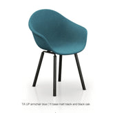 ta upholstered armchair with yi base