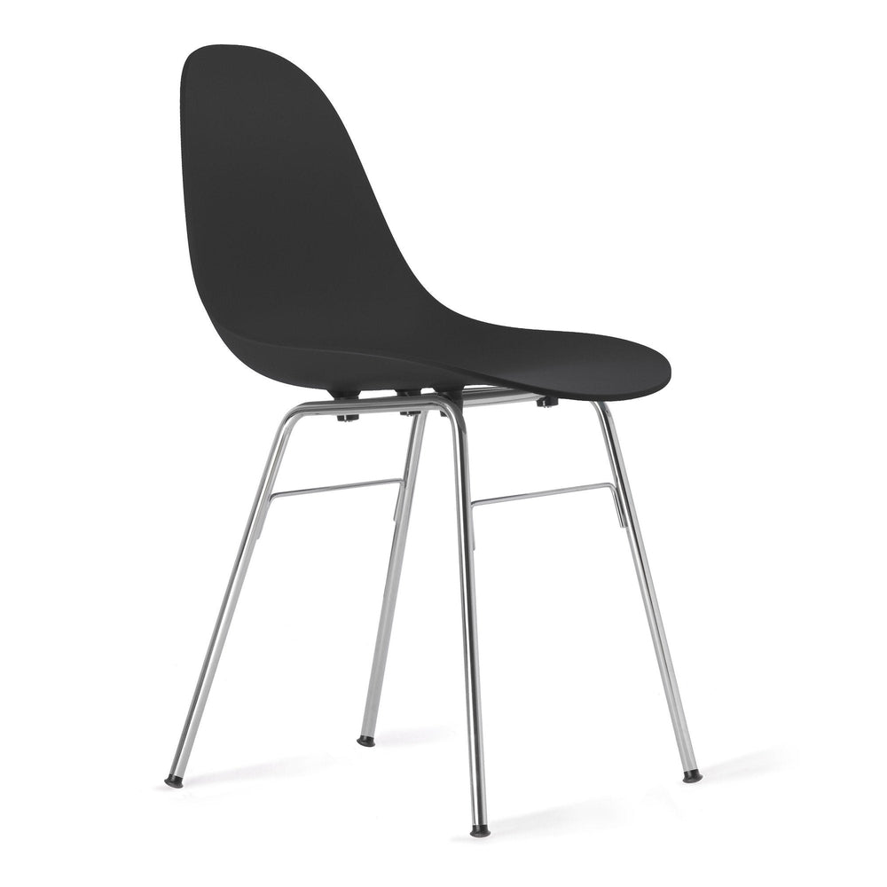 ta side chair with chrome plated er base and black seat