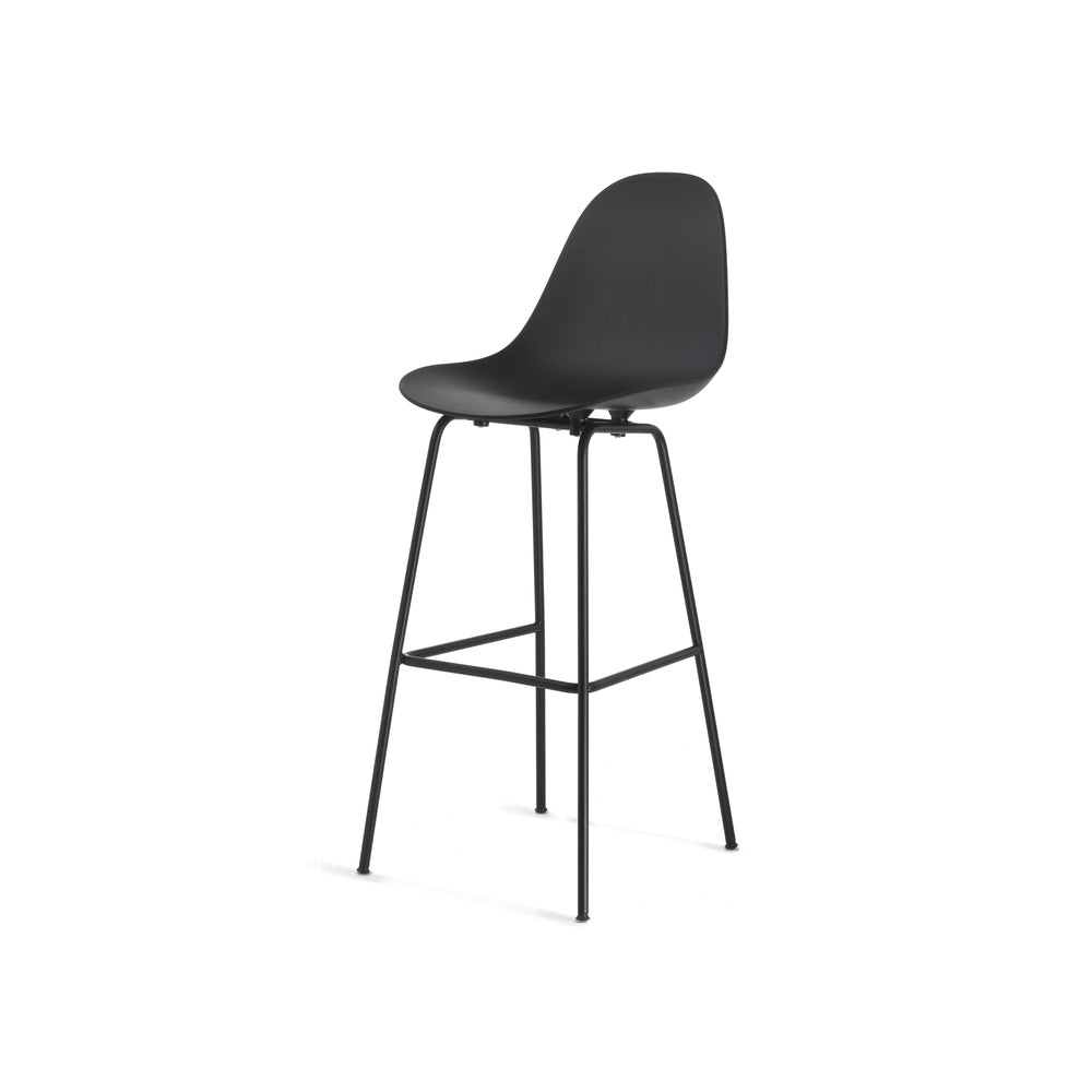 ta bar stool with black seat and chrome base