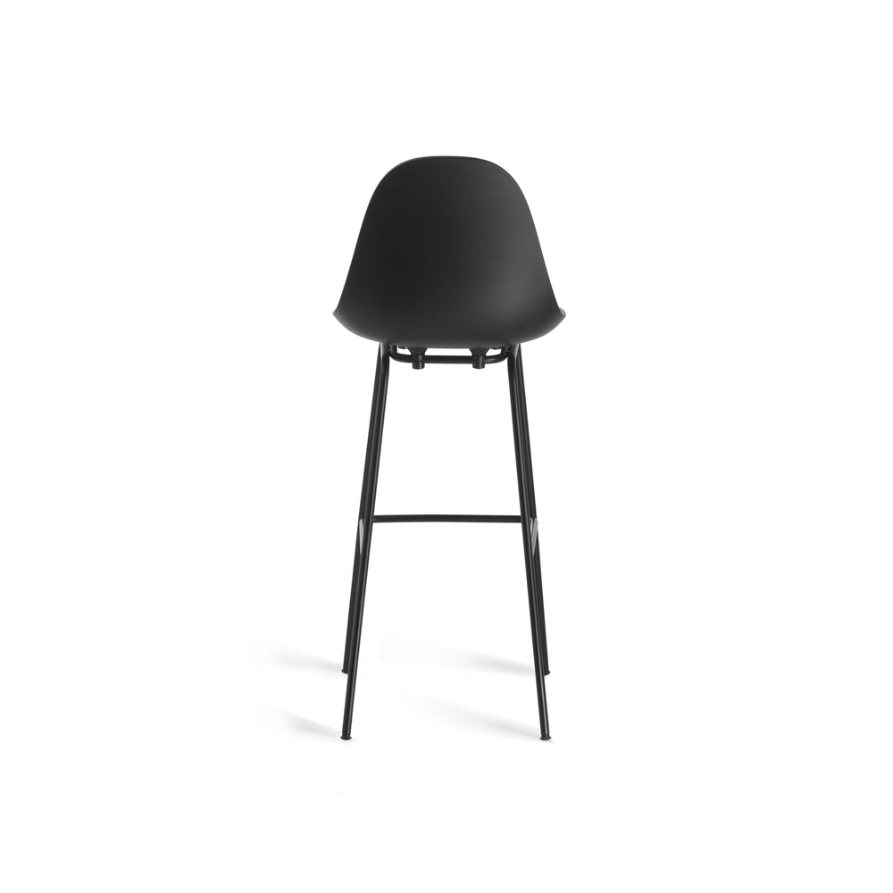 ta bar stool with black seat and chrome base