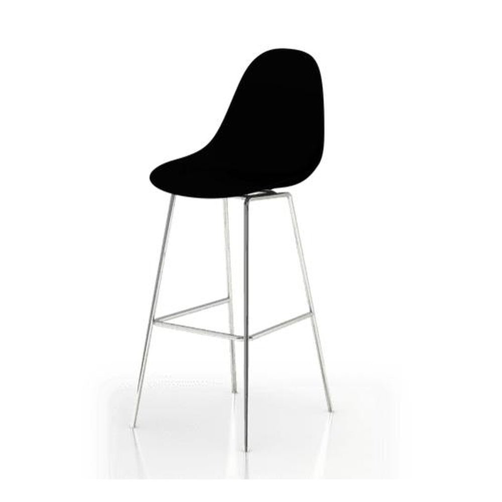 ta bar stool with black seat and chrome base