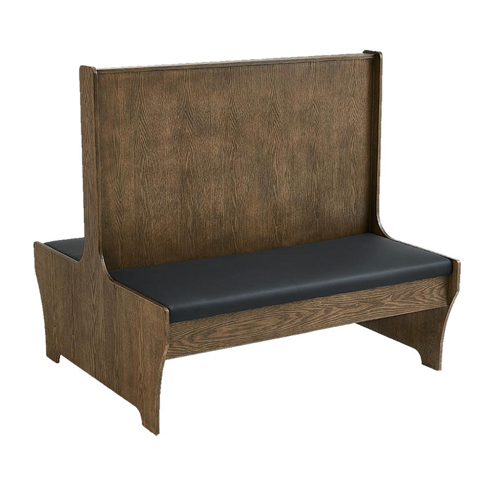 Walnut Veneer Wood Frame Booths with Upholstered Black Vinyl Seats