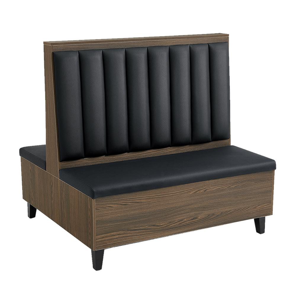 Black 8 Channel Upholstered Walnut Veneer Booths