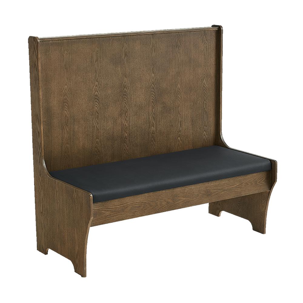 Walnut Veneer Wood Frame Booths with Upholstered Black Vinyl Seats