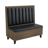 Black 8 Channel Upholstered Walnut Veneer Booths