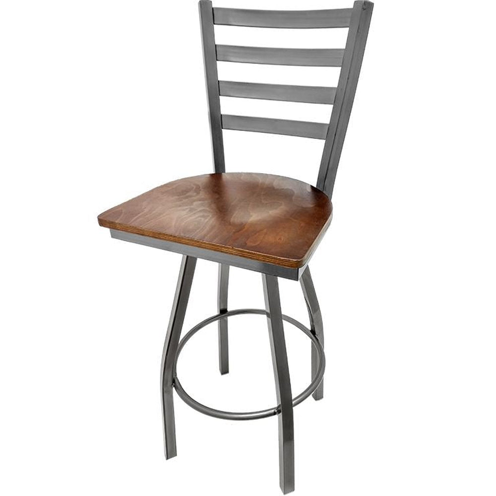 Ladderback Barstool with Clear Coat Swivel Frame