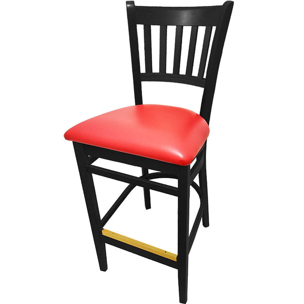 os verticalback barstool with solid wood frame