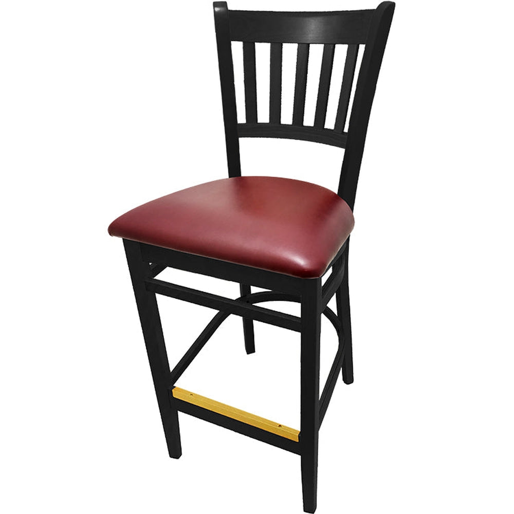 os verticalback barstool with solid wood frame