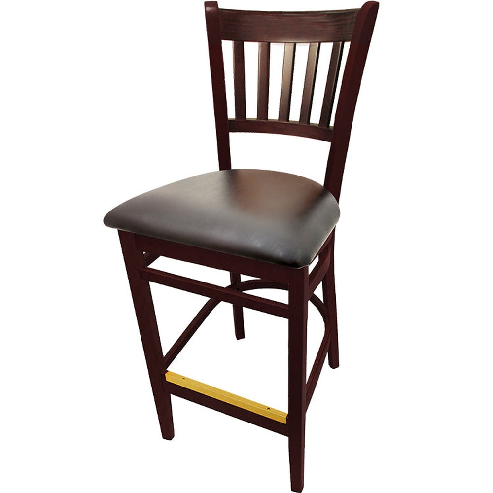 os verticalback barstool with solid wood frame