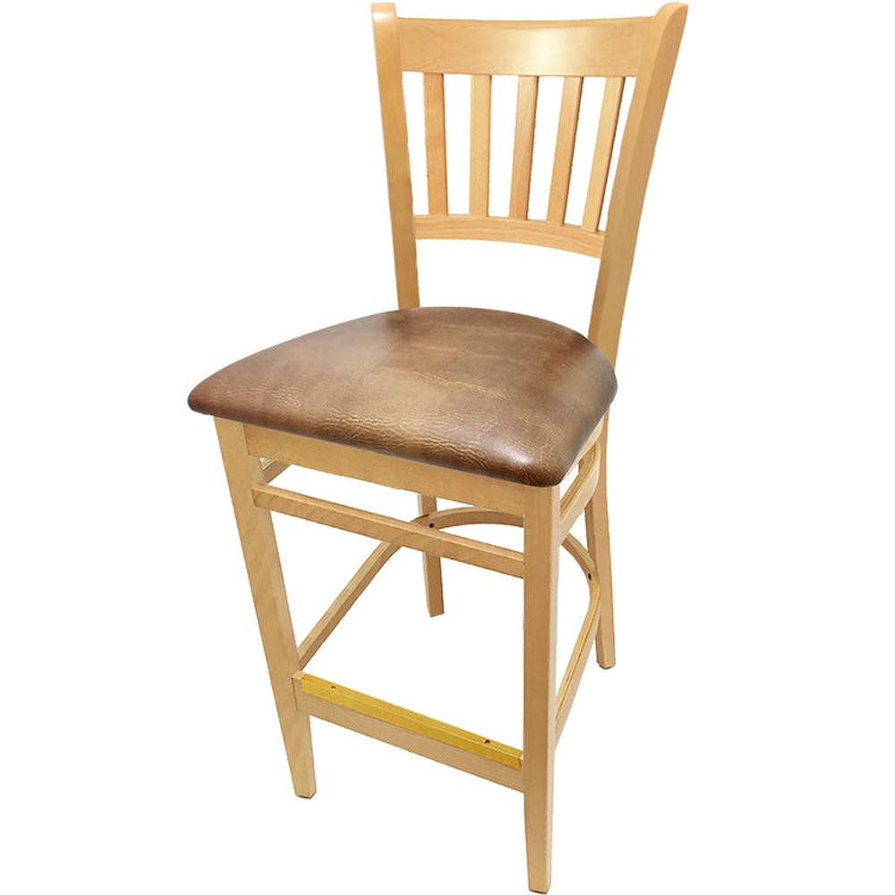 os verticalback barstool with solid wood frame