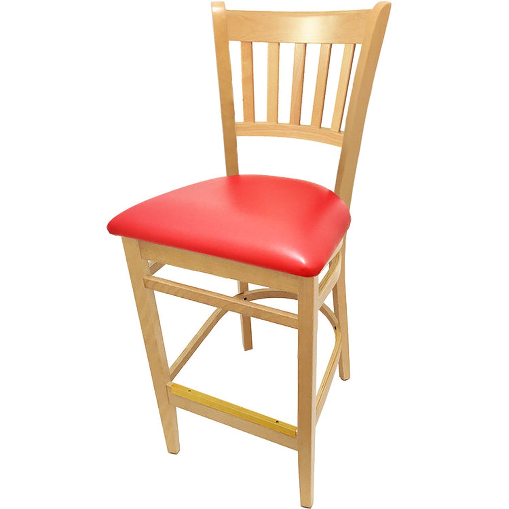 os verticalback barstool with solid wood frame