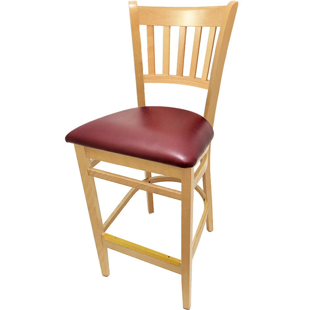 os verticalback barstool with solid wood frame