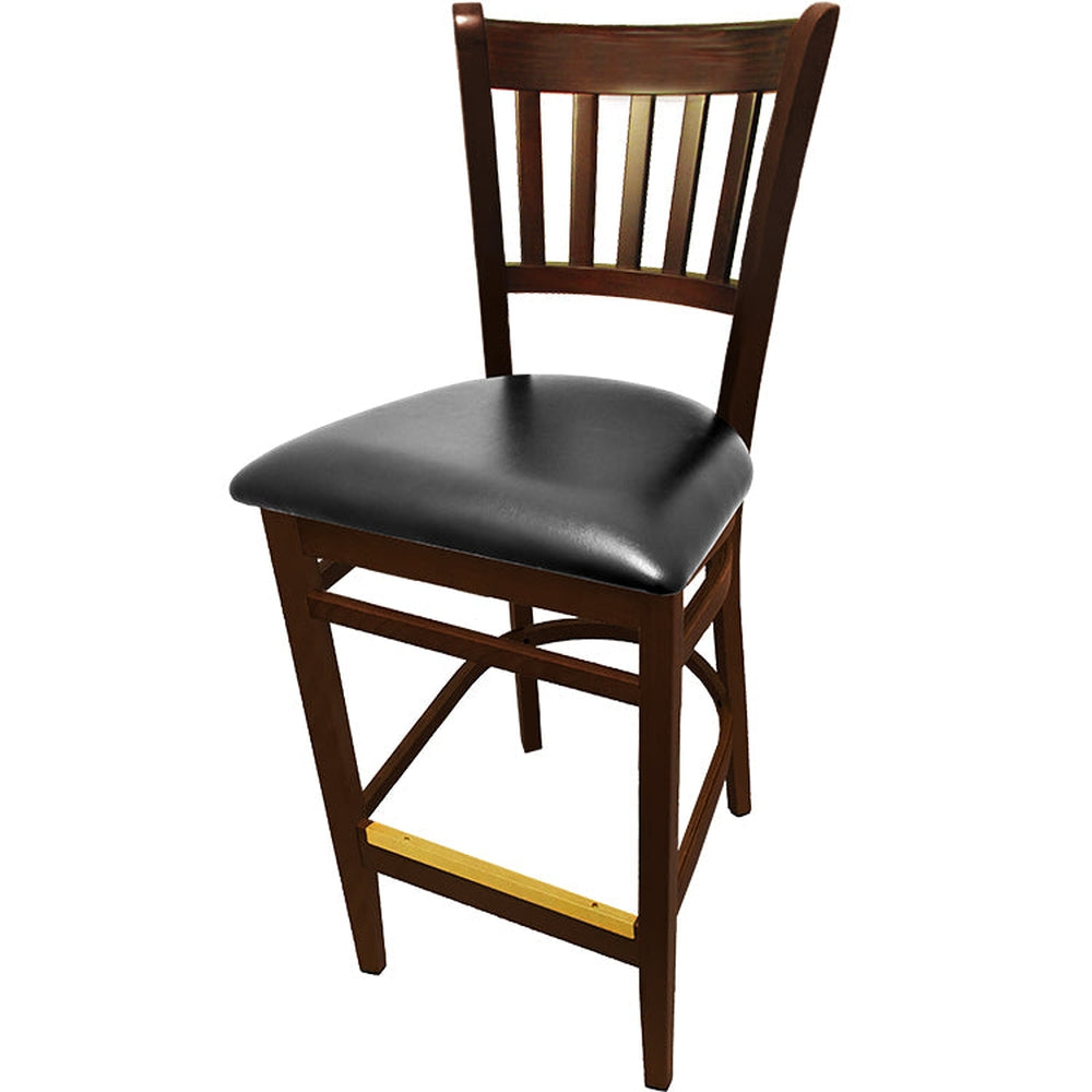 os verticalback barstool with solid wood frame