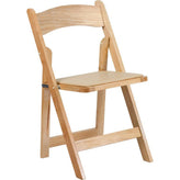 fruitwood wood folding chair with vinyl padded seat