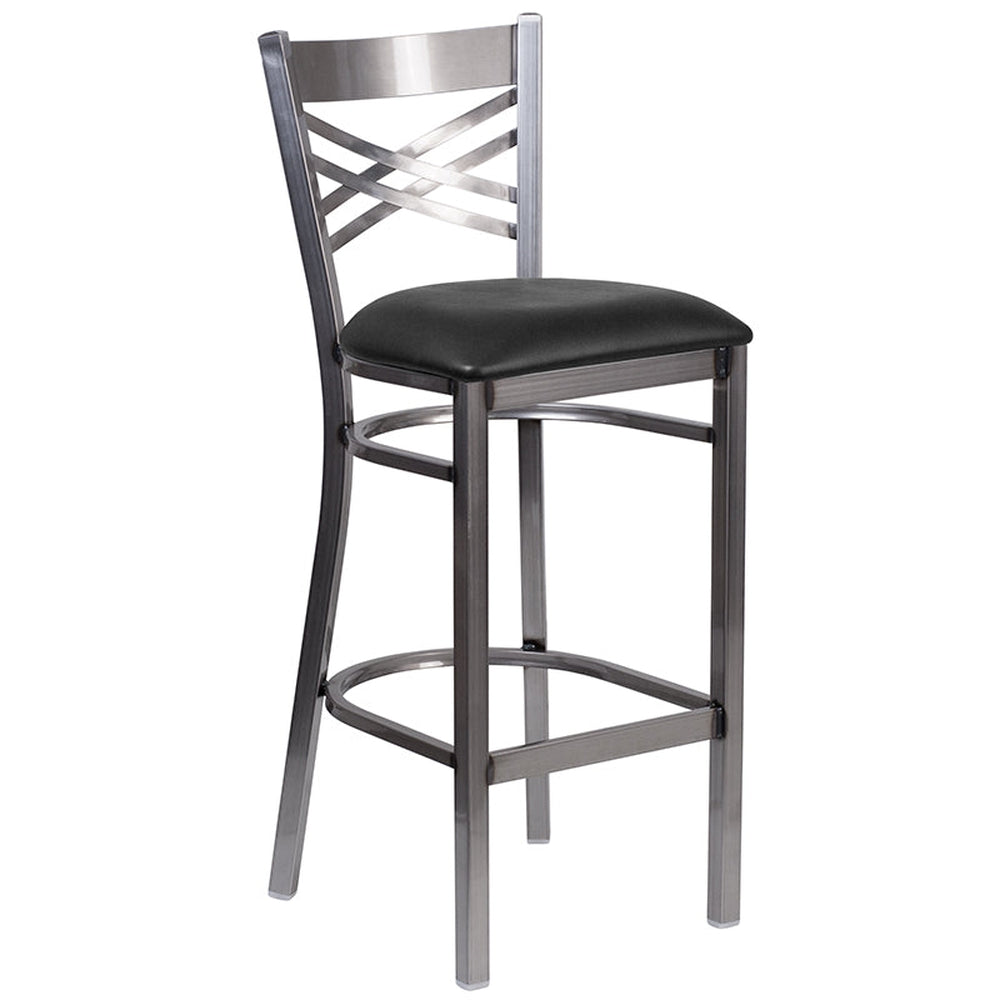 hercules series clear coated x back metal restaurant barstool