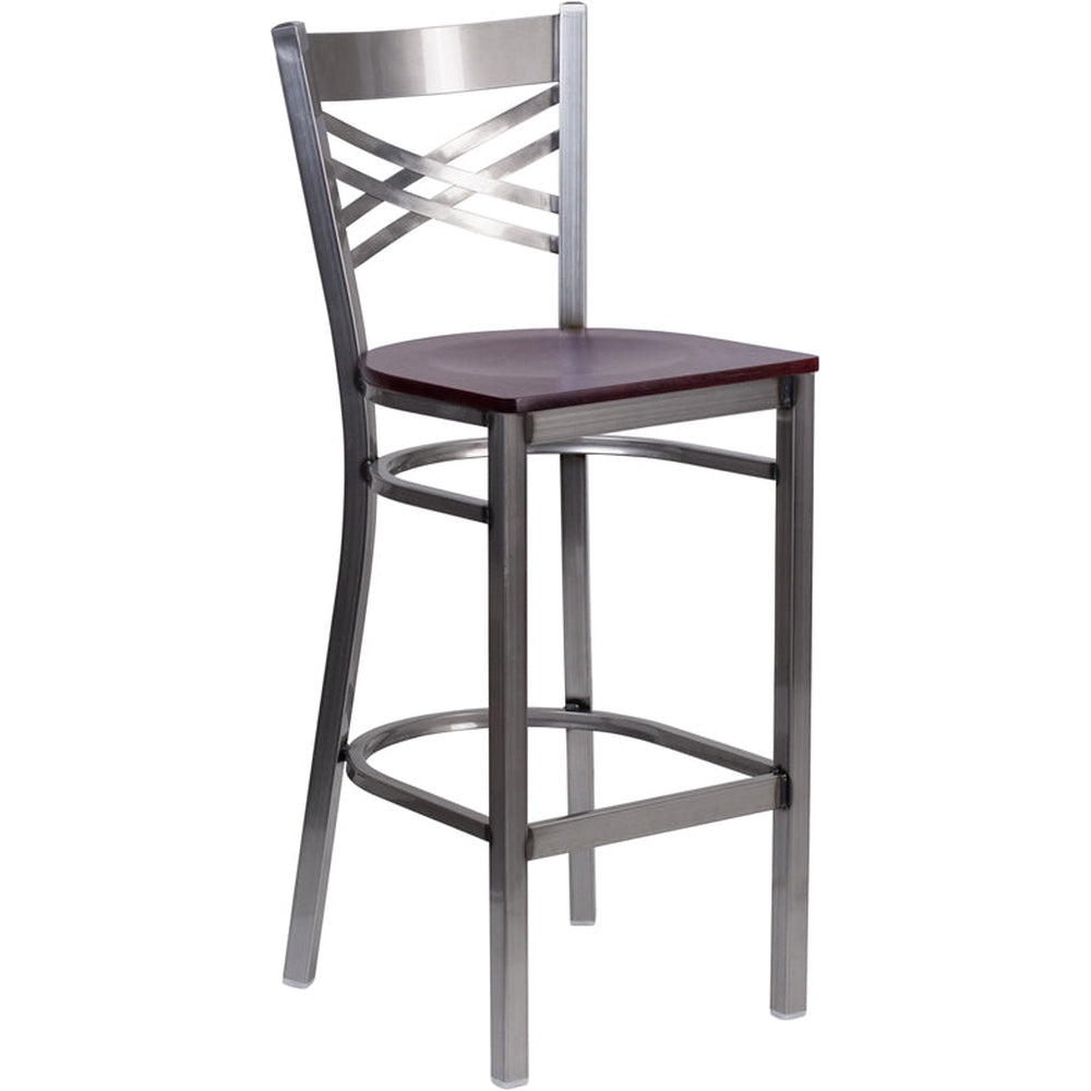 hercules series clear coated x back metal restaurant barstool