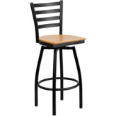 black ladder back swivel metal barstool burgundy vinyl seat