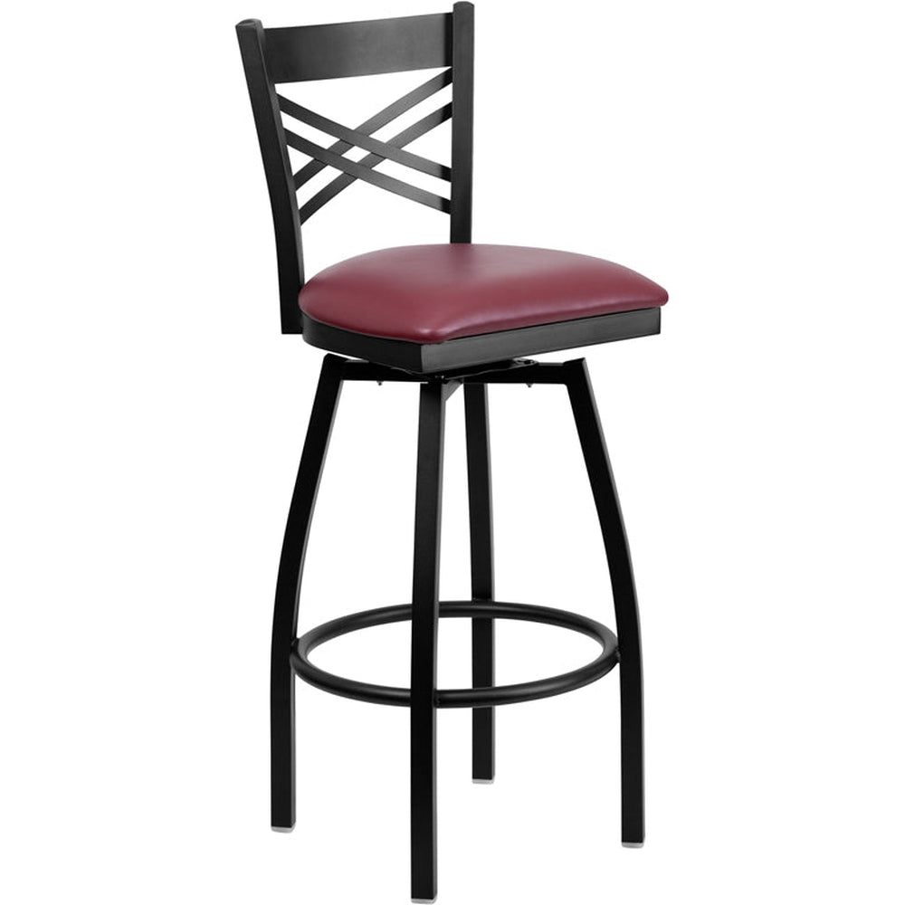 black x back swivel metal barstool natural wood seat