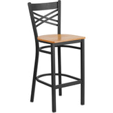 black x back metal restaurant barstool burgundy vinyl seat