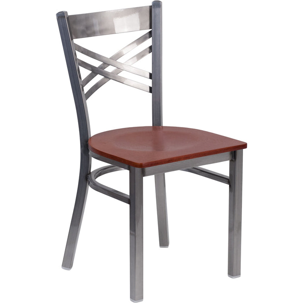 hercules series clear coated x back metal restaurant chair