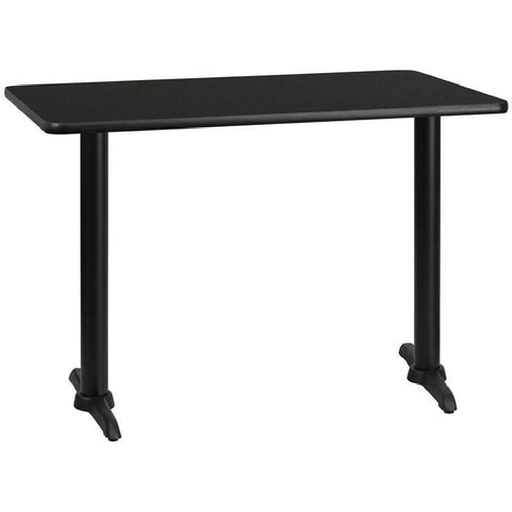 30inch x 42inch rectangular laminate table top with 5inch x 22inch table bases