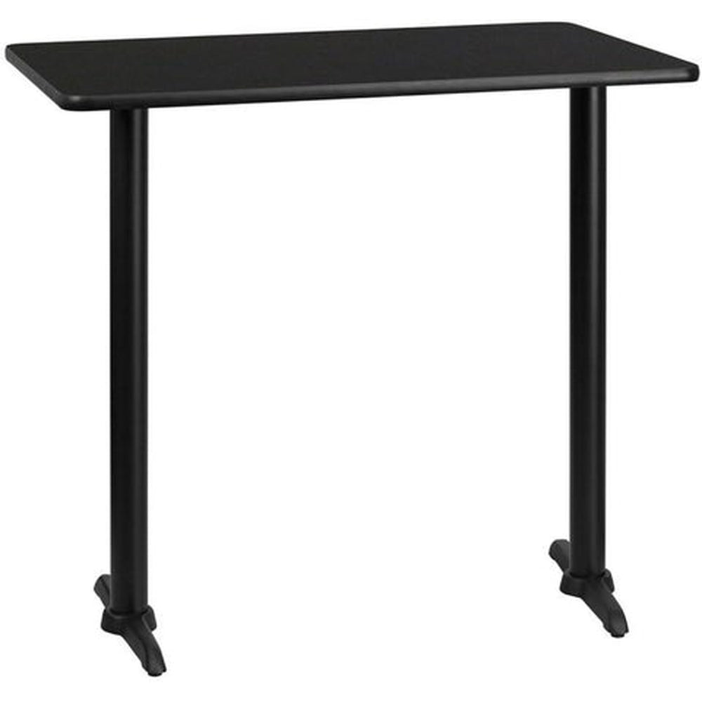 30inch x 60inch rectangular black laminate table top with 22inch x 22inch table bases