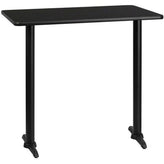 30inch x 60inch rectangular black laminate table top with 22inch x 22inch table bases