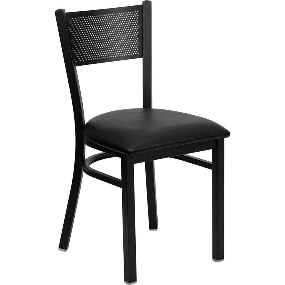 hercules series black grid back metal restaurant chair