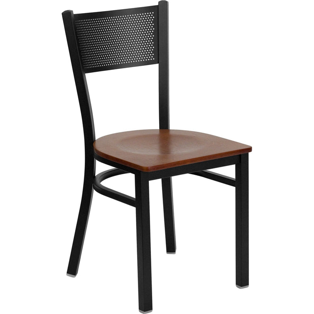 hercules series black grid back metal restaurant chair