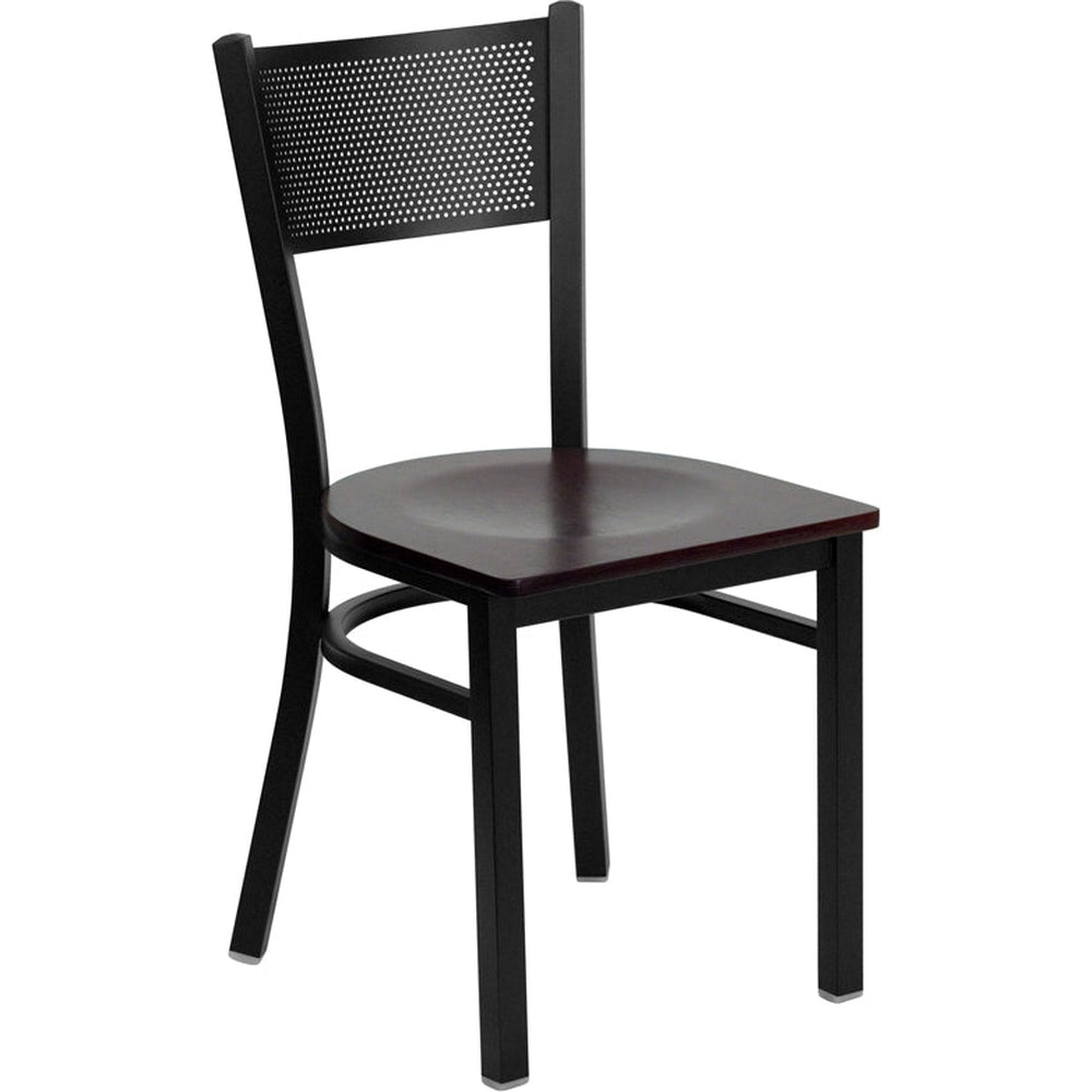 hercules series black grid back metal restaurant chair