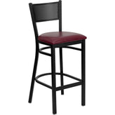 hercules series black grid back metal restaurant barstool