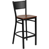 hercules series black grid back metal restaurant barstool