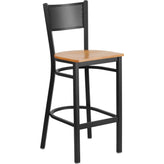 hercules series black grid back metal restaurant barstool