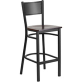 hercules series black grid back metal restaurant barstool