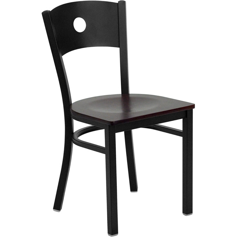 hercules series black circle back metal restaurant chair