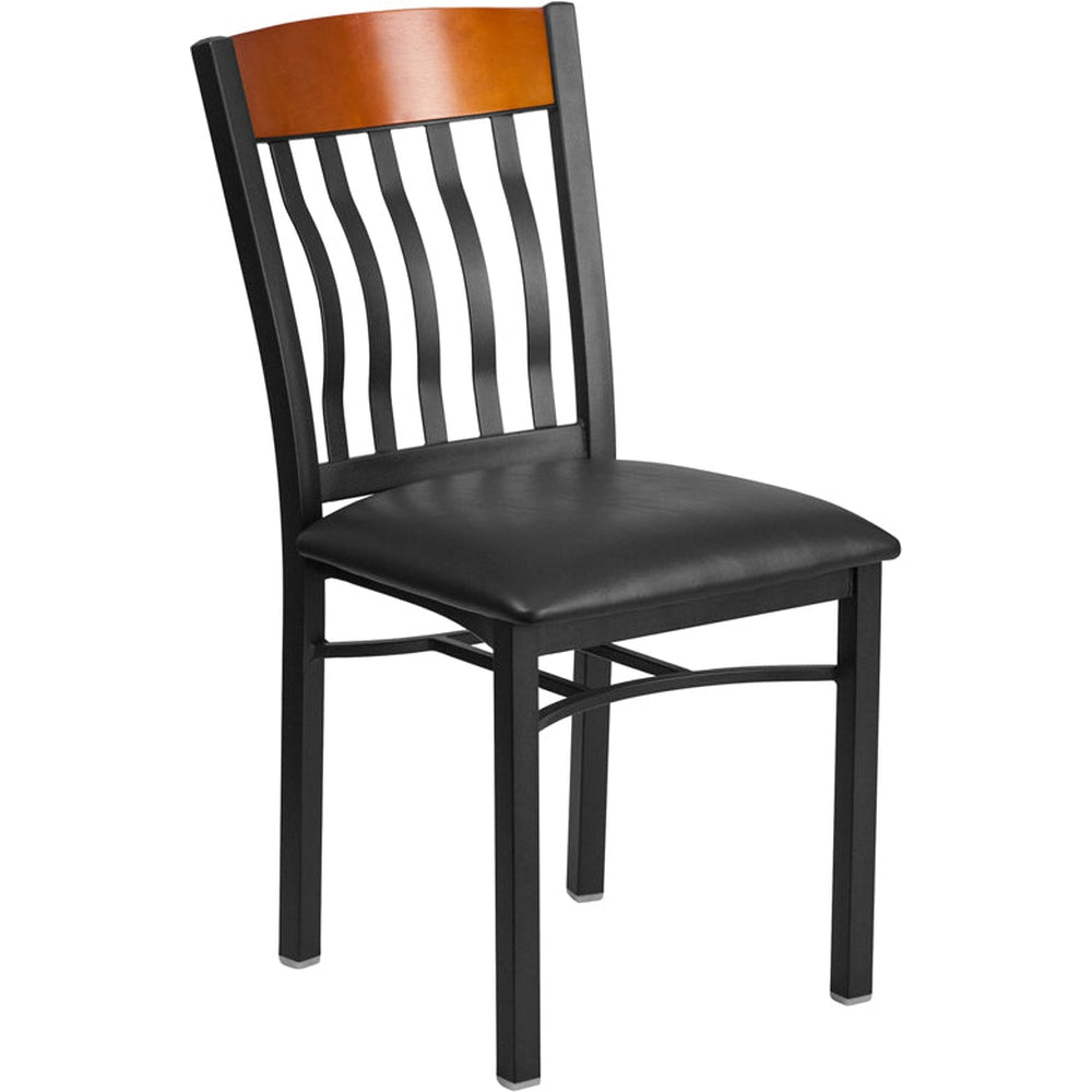 eclipse series vertical back restaurant chair with black vinyl seat