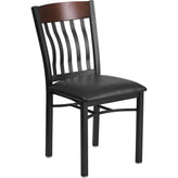 eclipse series vertical back restaurant chair with black vinyl seat