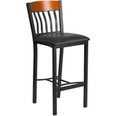 eclipse series vertical back restaurant barstool with black vinyl seat