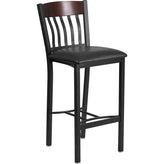 eclipse series vertical back restaurant barstool with black vinyl seat