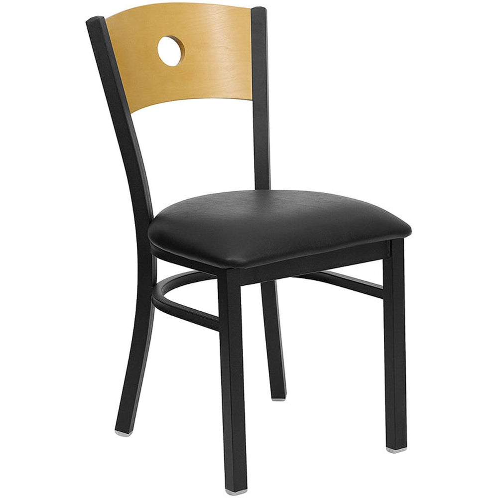 hercules series black circle back metal restaurant chair natural wood back